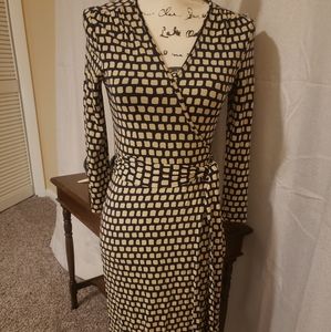 Banana Republic Wrap Dress XXS Black/Cream Print